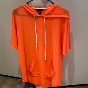 Neon orange mesh hoodie